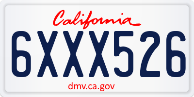 CA license plate 6XXX526