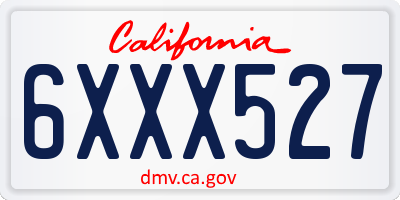CA license plate 6XXX527