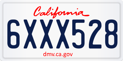CA license plate 6XXX528