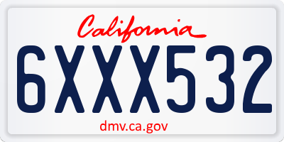 CA license plate 6XXX532