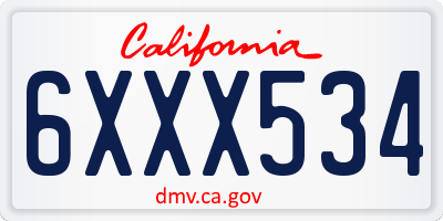 CA license plate 6XXX534