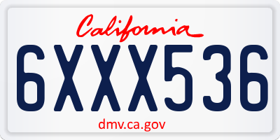 CA license plate 6XXX536