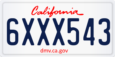 CA license plate 6XXX543