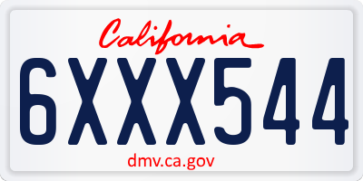 CA license plate 6XXX544