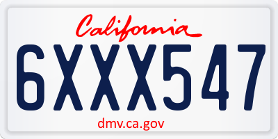 CA license plate 6XXX547