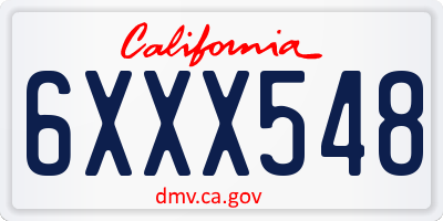 CA license plate 6XXX548