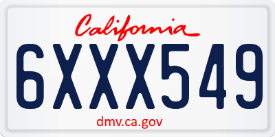 CA license plate 6XXX549