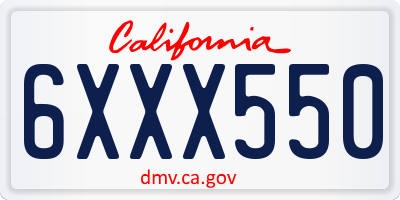 CA license plate 6XXX550