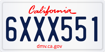 CA license plate 6XXX551