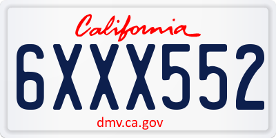 CA license plate 6XXX552
