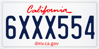 CA license plate 6XXX554