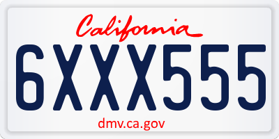 CA license plate 6XXX555