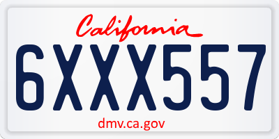 CA license plate 6XXX557