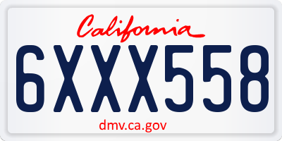 CA license plate 6XXX558