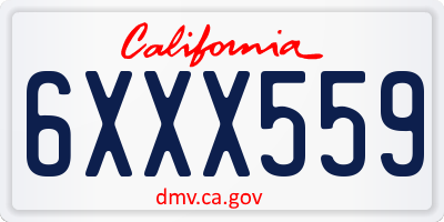 CA license plate 6XXX559