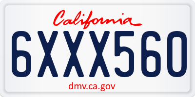 CA license plate 6XXX560