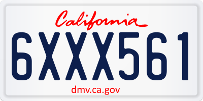 CA license plate 6XXX561