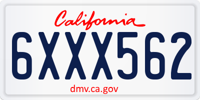 CA license plate 6XXX562