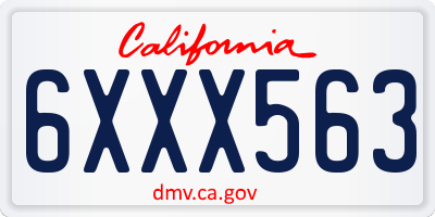 CA license plate 6XXX563