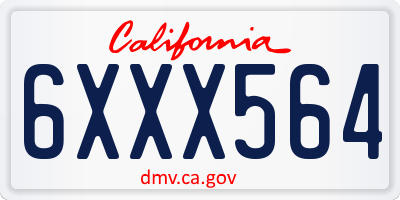 CA license plate 6XXX564