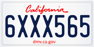 CA license plate 6XXX565