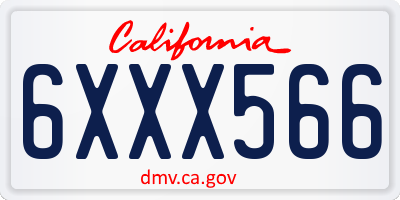CA license plate 6XXX566