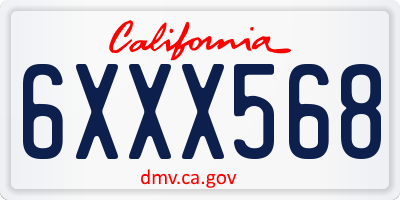 CA license plate 6XXX568