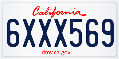 CA license plate 6XXX569