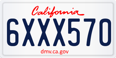 CA license plate 6XXX570
