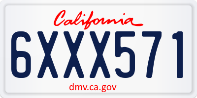 CA license plate 6XXX571
