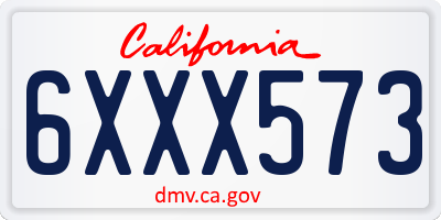 CA license plate 6XXX573