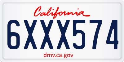 CA license plate 6XXX574