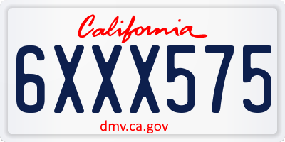 CA license plate 6XXX575