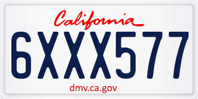 CA license plate 6XXX577