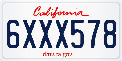 CA license plate 6XXX578
