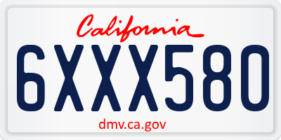 CA license plate 6XXX580