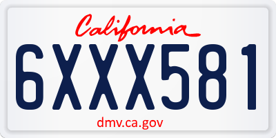 CA license plate 6XXX581