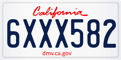 CA license plate 6XXX582