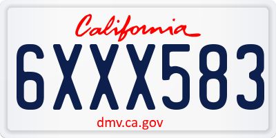 CA license plate 6XXX583