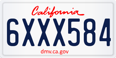 CA license plate 6XXX584