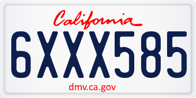 CA license plate 6XXX585