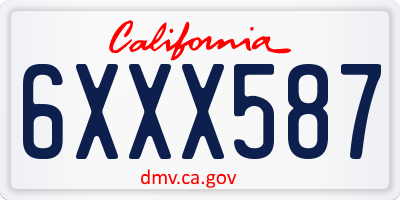 CA license plate 6XXX587
