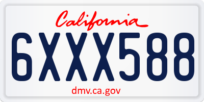 CA license plate 6XXX588