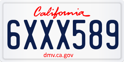 CA license plate 6XXX589