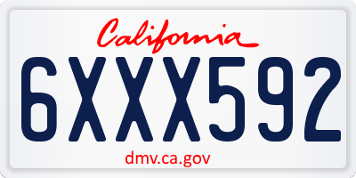 CA license plate 6XXX592