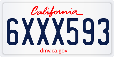 CA license plate 6XXX593