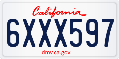 CA license plate 6XXX597