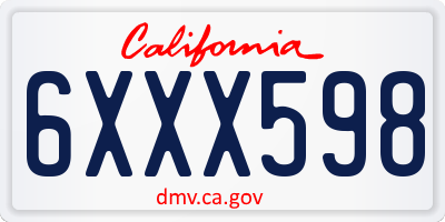 CA license plate 6XXX598