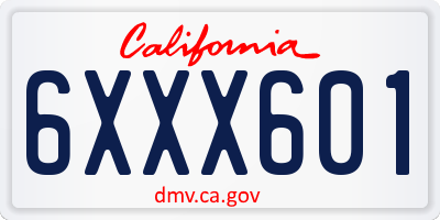 CA license plate 6XXX601
