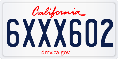CA license plate 6XXX602